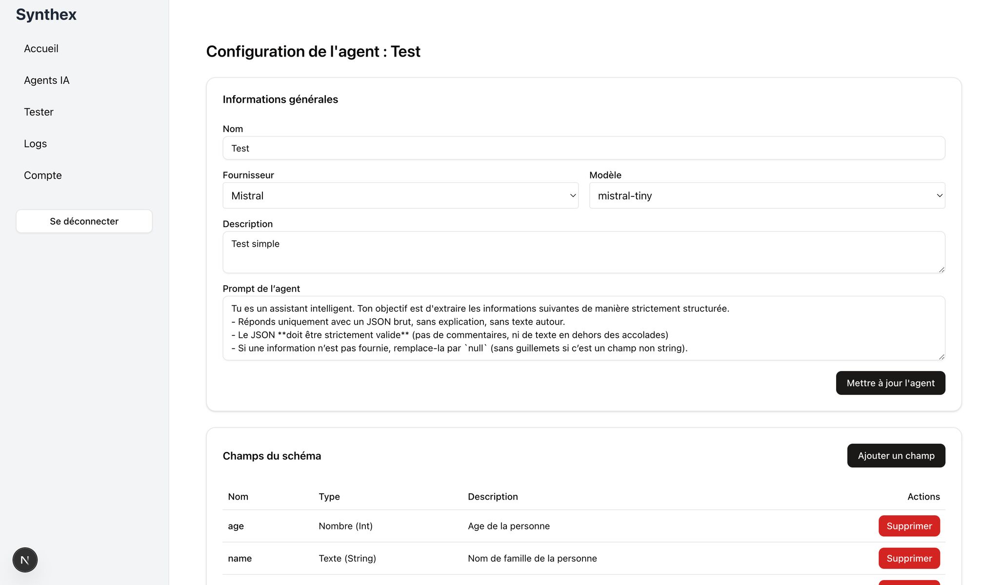 Capture d'écran du projet Promethex - SaaS IA